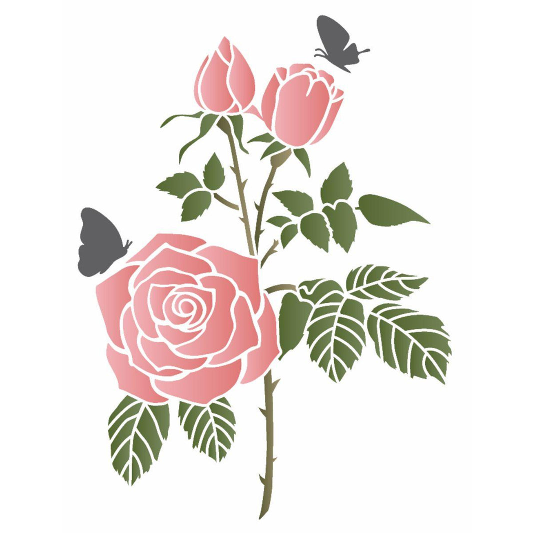 Stencil OPA 20x25 3210 Flor Rosas e Borboletas - Palácio da Arte