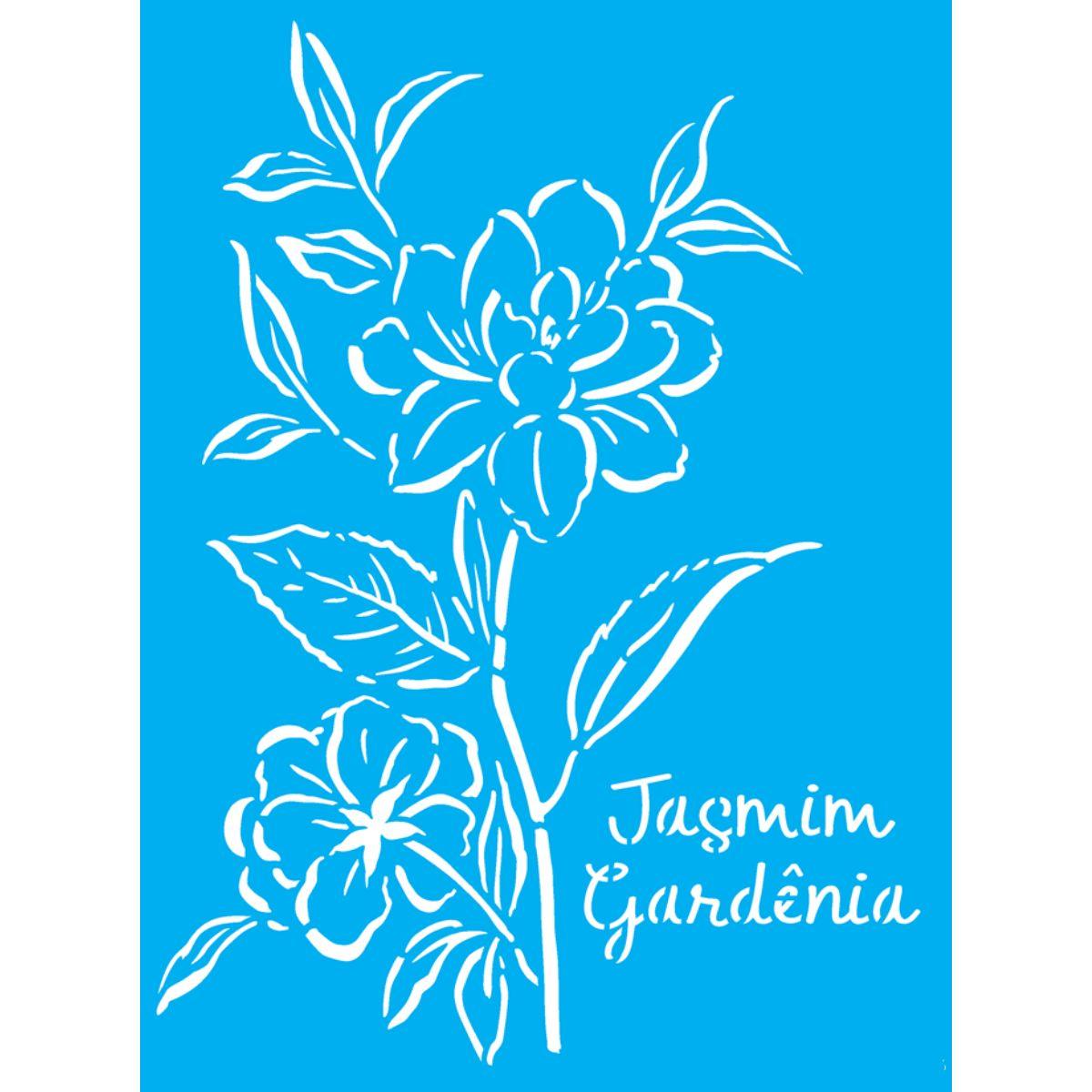 Stencil OPA 20x25 3365 Flores Orgânico Jasmim Gardênia - Palácio da Arte