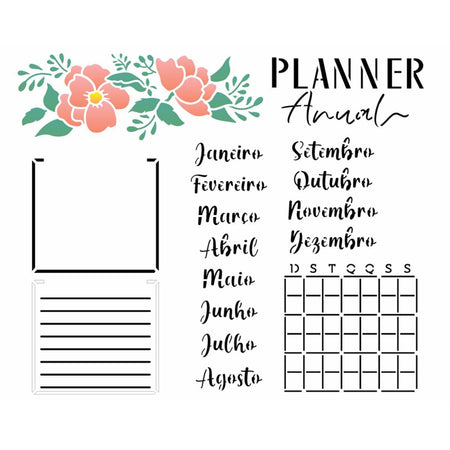 Stencil OPA 20x25 3398 Planner Anual Flores - Palácio da Arte