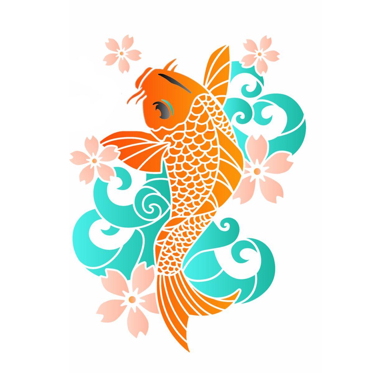 Stencil OPA 20x25 3527 Oriental Peixe Carpa - Palácio da Arte