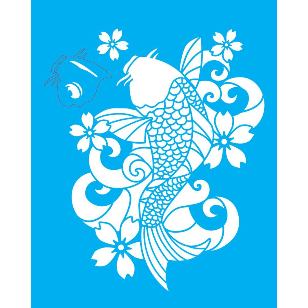 Stencil OPA 20x25 3527 Oriental Peixe Carpa - Palácio da Arte