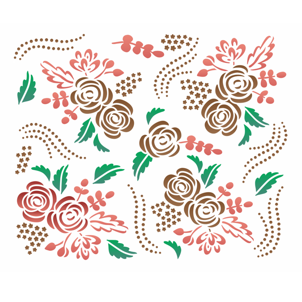 Stencil OPA 20x25 3542 Estamparia Rosas Estilizadas - Palácio da Arte