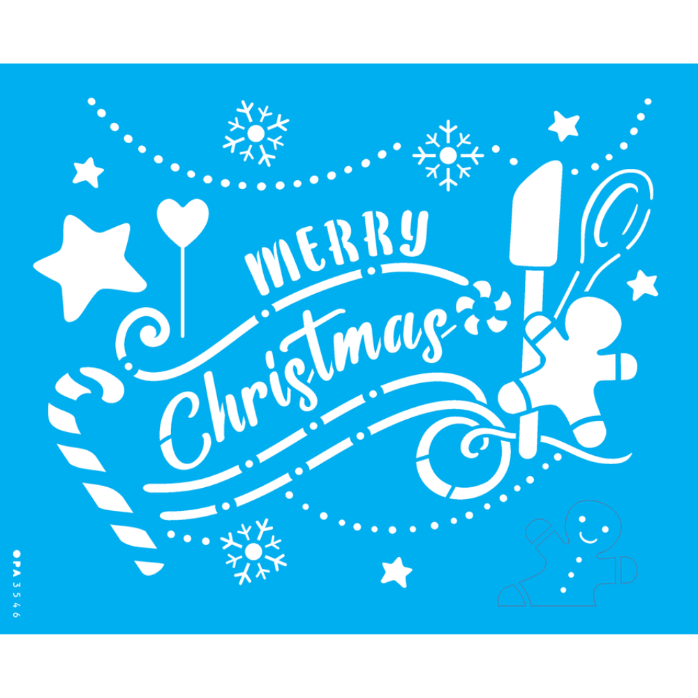 Stencil OPA 20x25 3546 Natal Frase Merry Christmas Bakery - Palácio da Arte