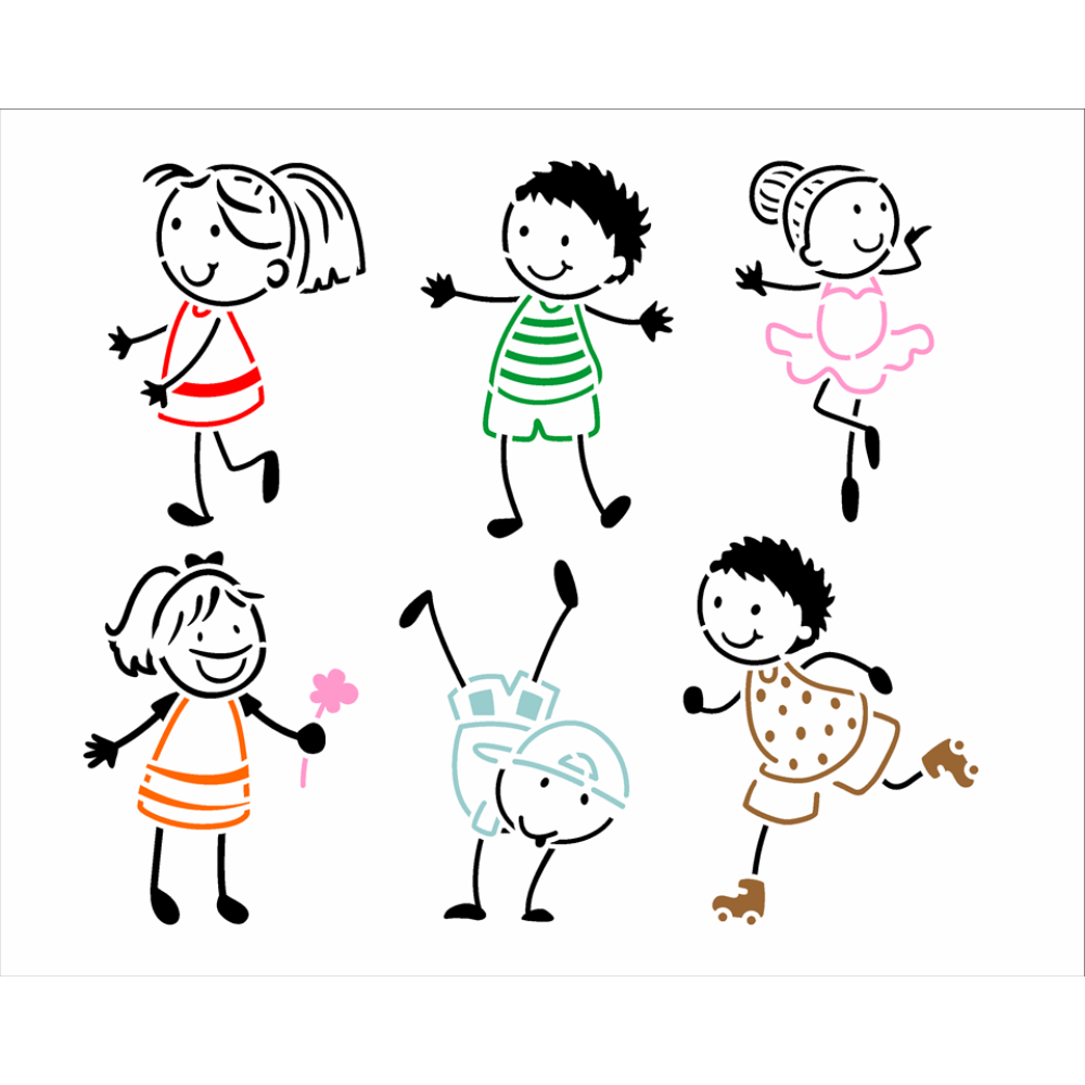Stencil OPA 20x25 3571 Infantil Crianças Palito - Palácio da Arte