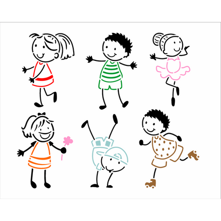 Stencil OPA 20x25 3571 Infantil Crianças Palito - Palácio da Arte