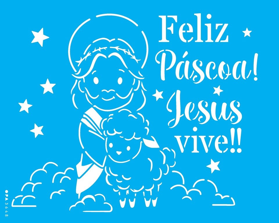 Stencil OPA 20x25 3648 Religião Feliz Páscoa - Palácio da Arte