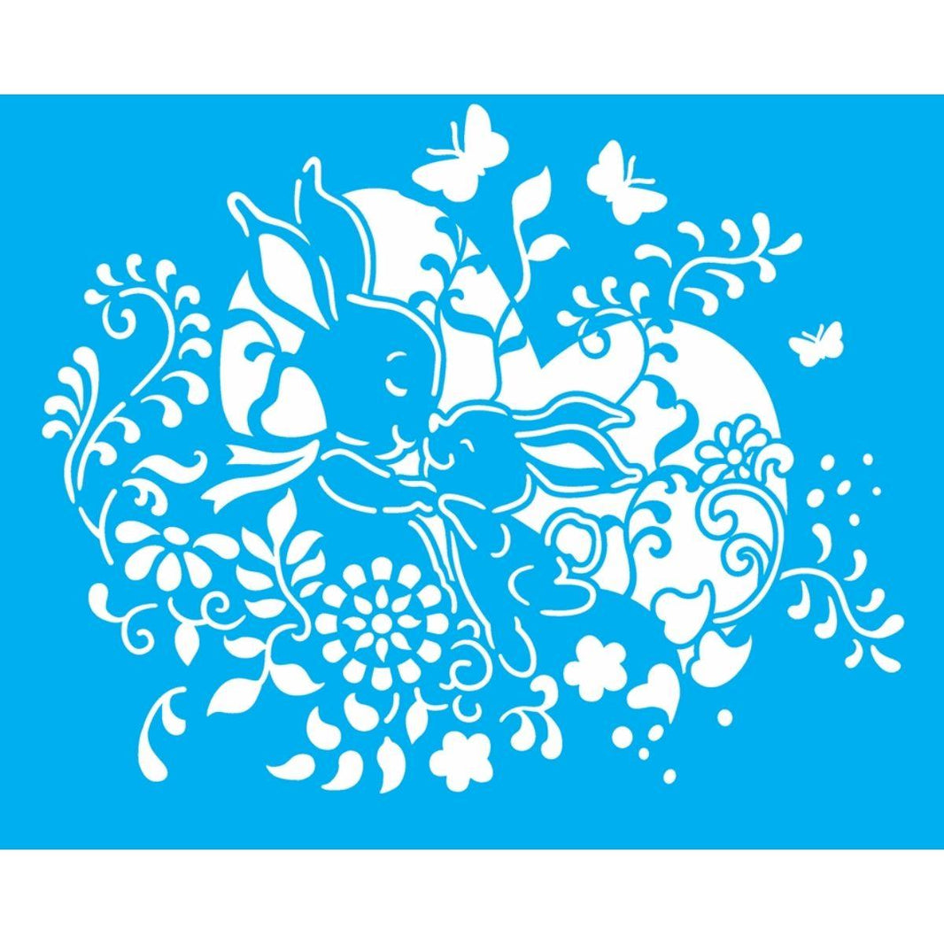 Stencil OPA 20x25 Páscoa 2825 Mãe e Filho Coelhos I - Palácio da Arte