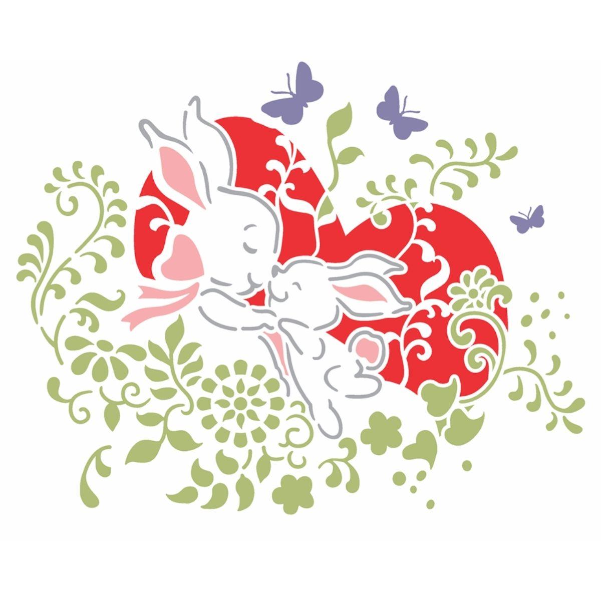 Stencil OPA 20x25 Páscoa 2825 Mãe e Filho Coelhos I - Palácio da Arte