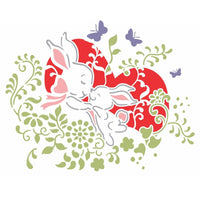 Stencil OPA 20x25 Páscoa 2825 Mãe e Filho Coelhos I - Palácio da Arte