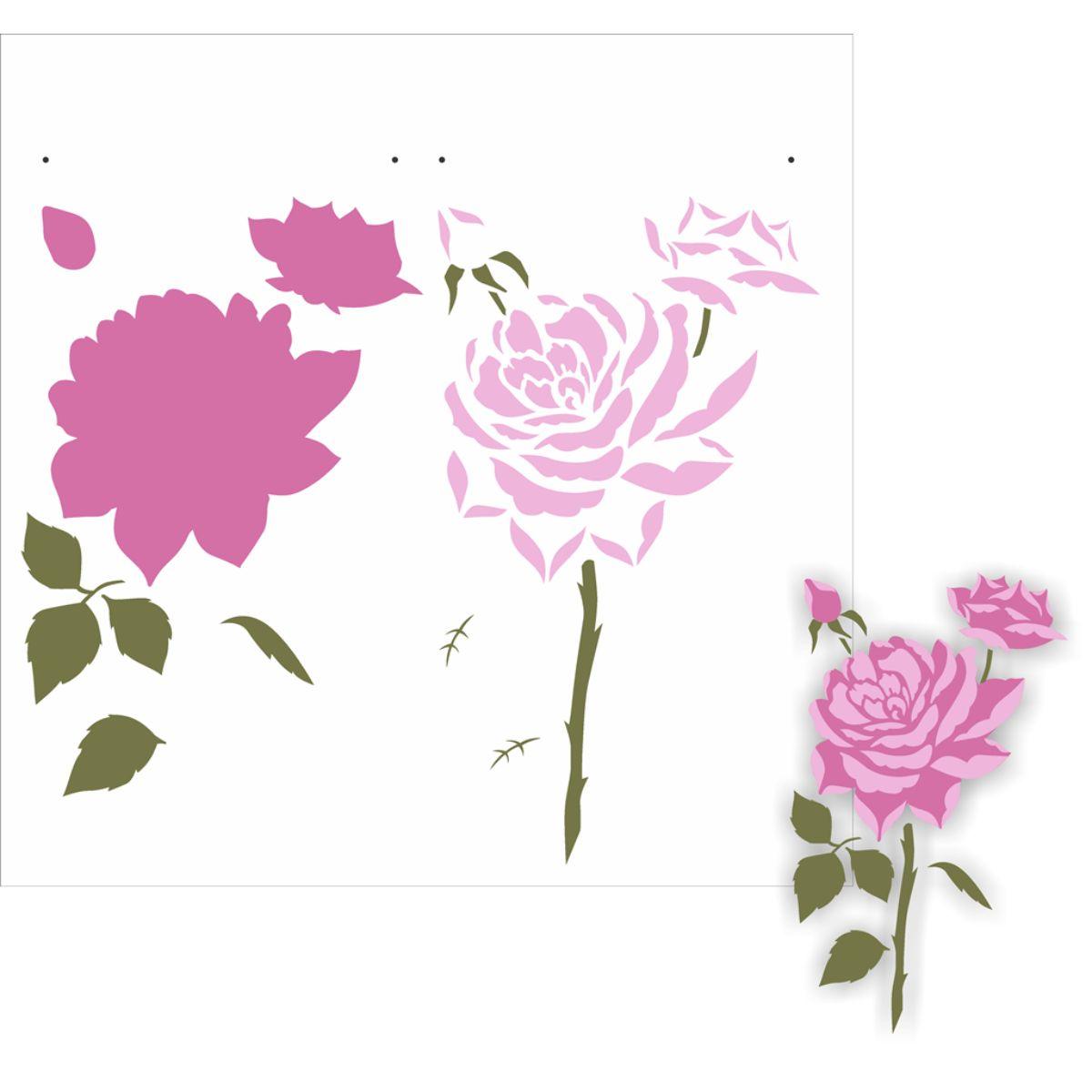 Stencil OPA 30,5x30,5 2205 Flor Rosas - Palácio da Arte