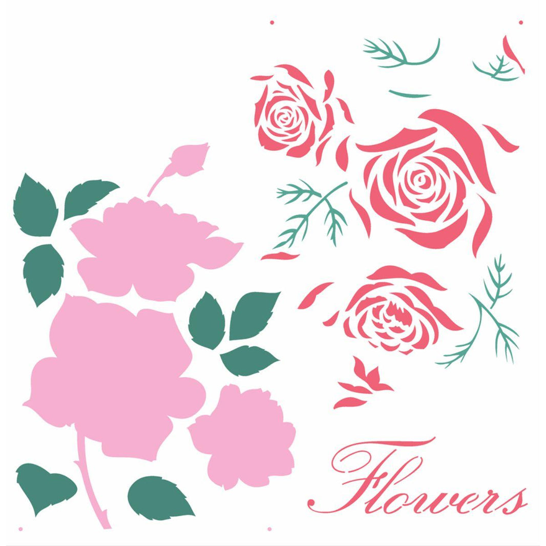 Stencil OPA 30,5x30,5 2370 Flor Rosa II - Palácio da Arte