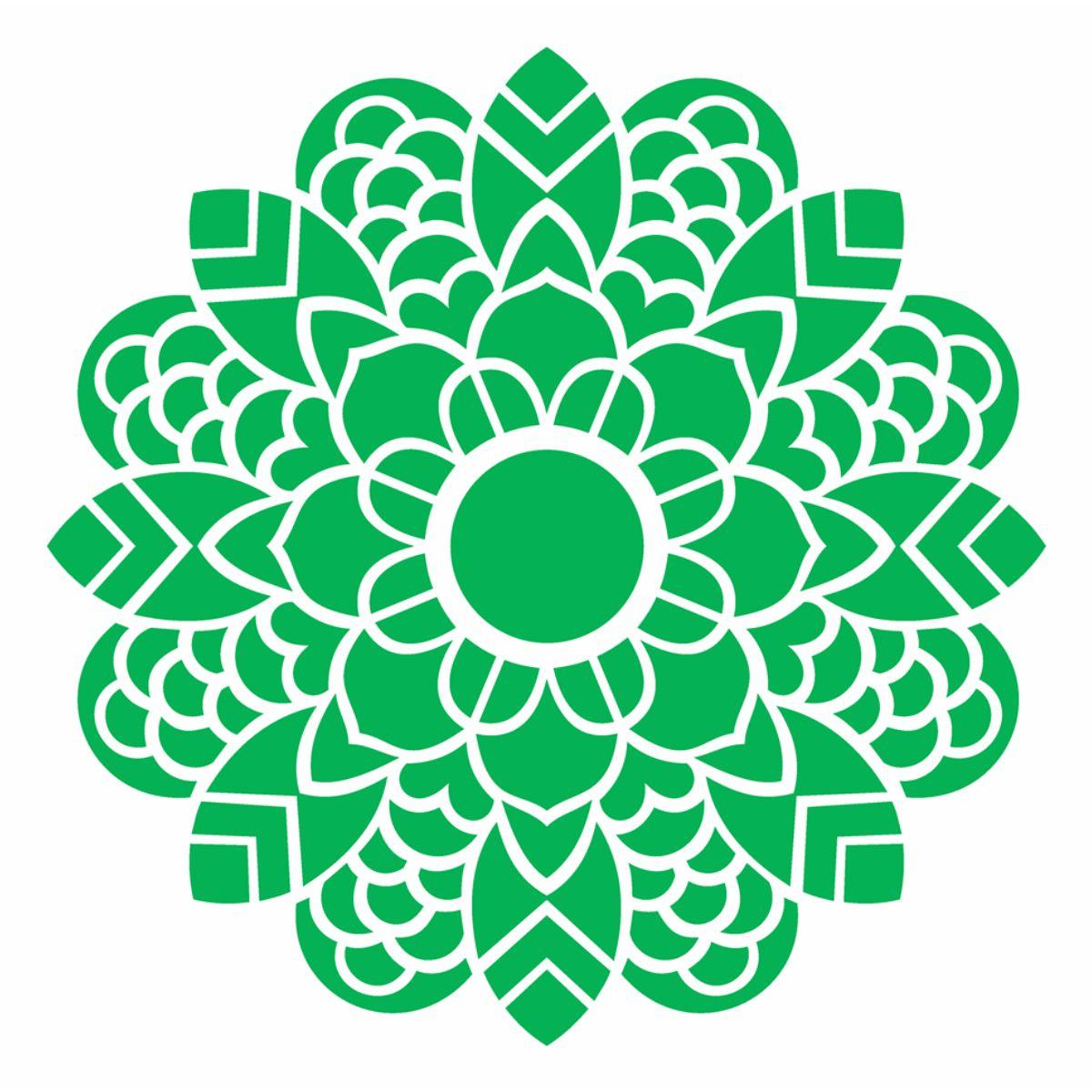 Stencil OPA 30,5x30,5 2475 Mandala Folhas - Palácio da Arte