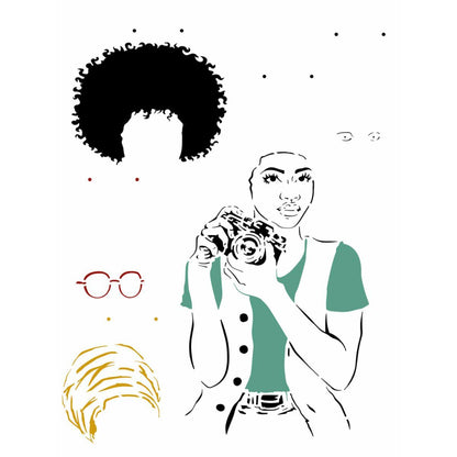 Stencil OPA 32x42 2997 Afro Mulher - Palácio da Arte