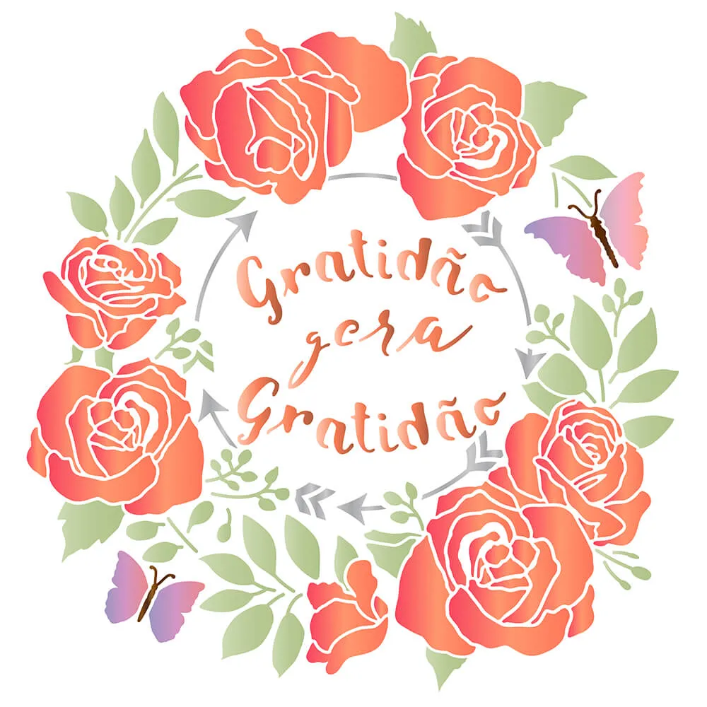 Stencil Litoarte 30x30 STQG-012 Guirlanda de Flores