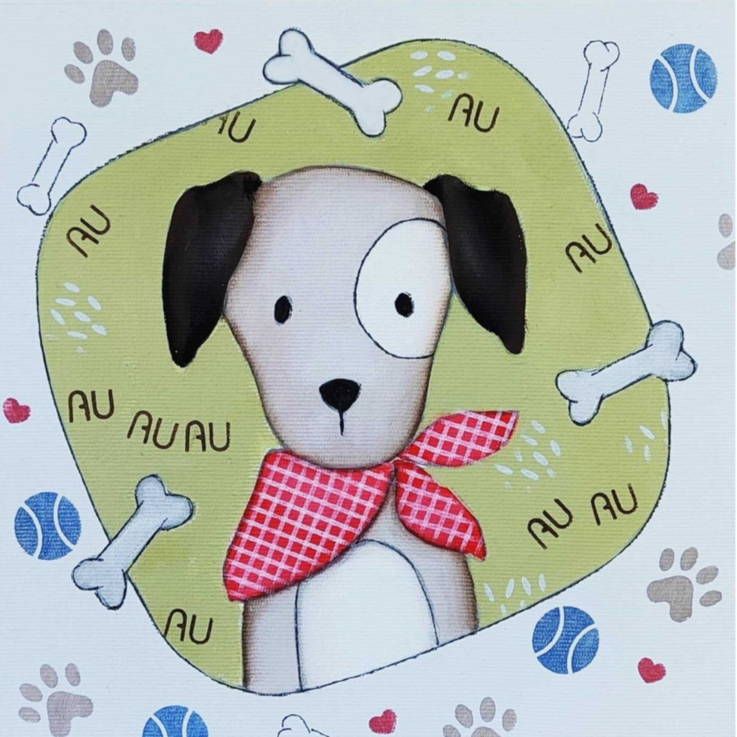 Tela Riscada para Pintura 20x20cm Infantil Cachorro - Palácio da Arte
