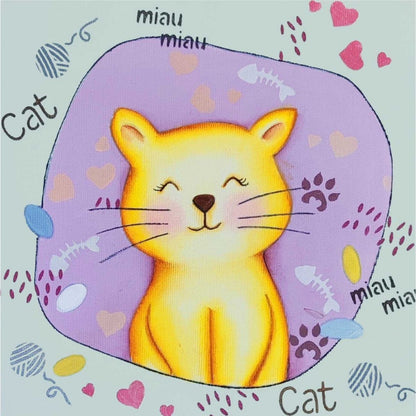 Tela Riscada para Pintura 20x20cm Infantil Gato - Palácio da Arte