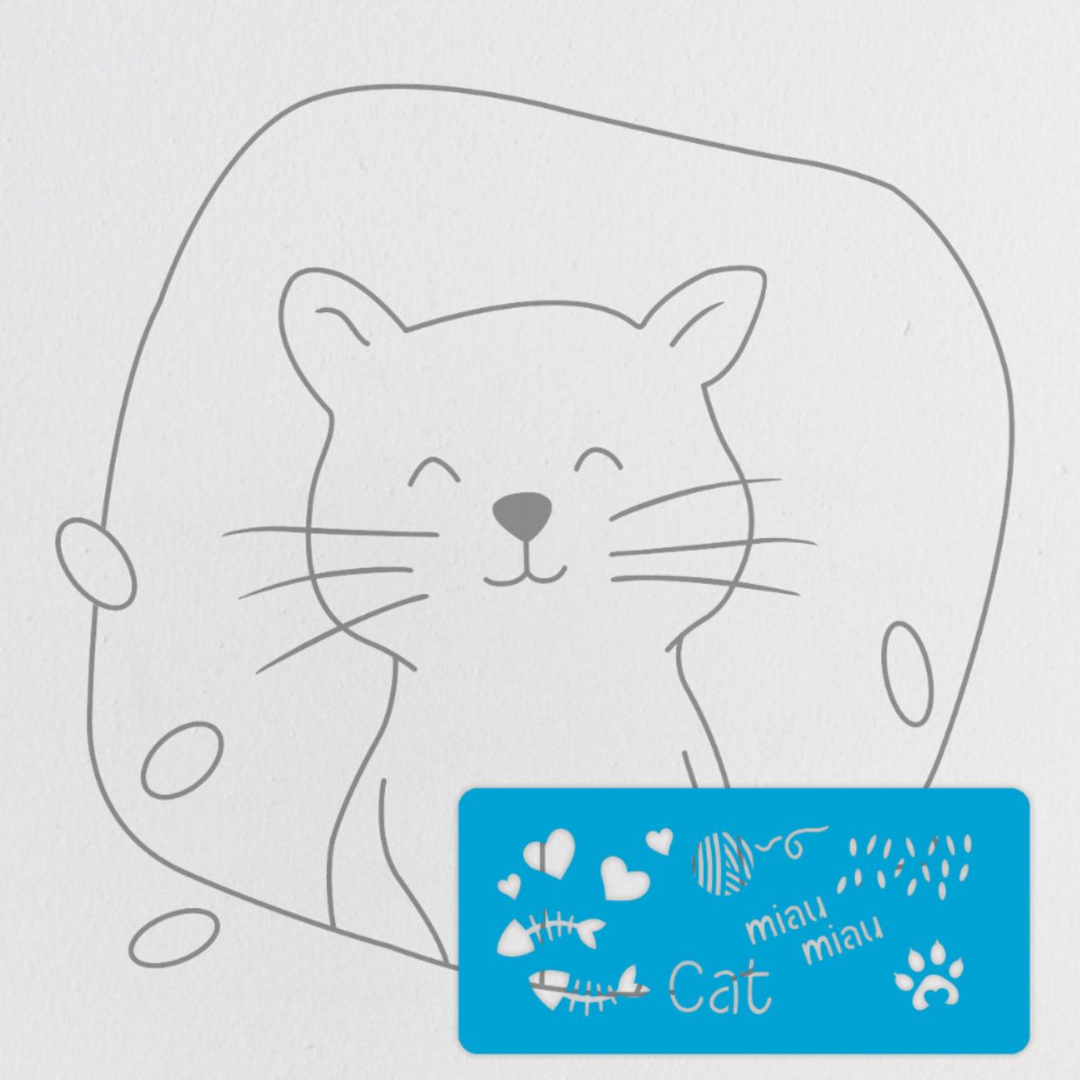 Tela Riscada para Pintura 20x20cm Infantil Gato - Palácio da Arte