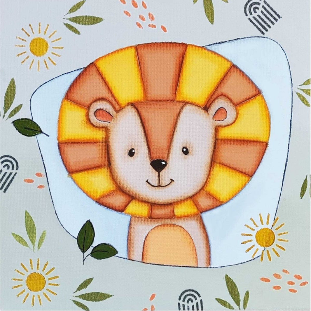 Tela Riscada para Pintura 20x20cm Infantil Leão - Palácio da Arte