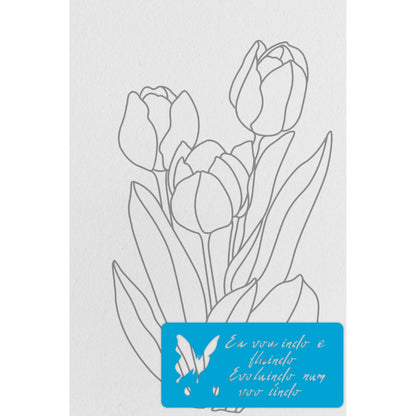 Tela Riscada para Pintura 20x30cm Flores Tulipas - Palácio da Arte