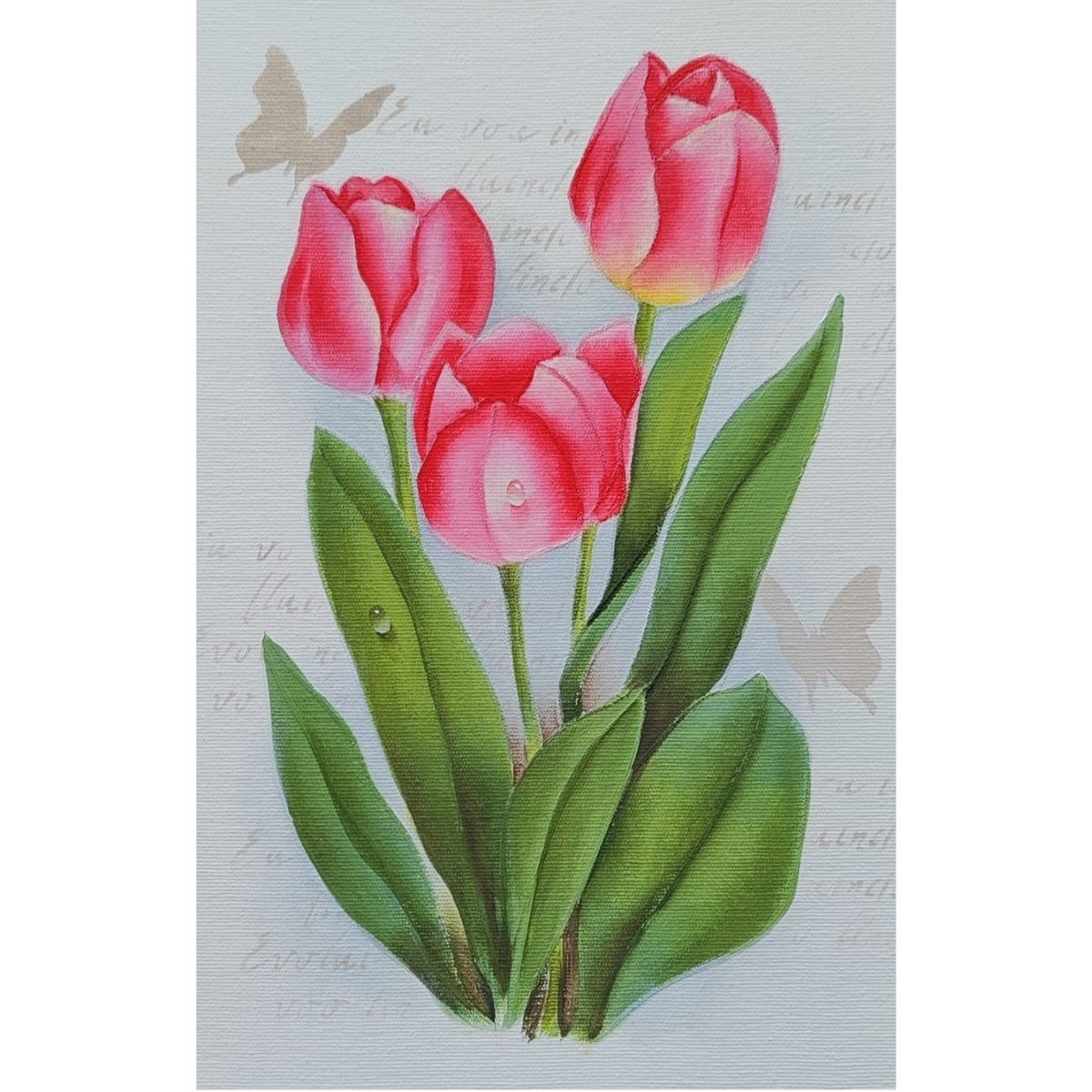 Tela Riscada para Pintura 20x30cm Flores Tulipas - Palácio da Arte