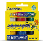 Tempera Guache Acrilex Fantasia Metallic 15ml 6 unidades - Palácio da Arte