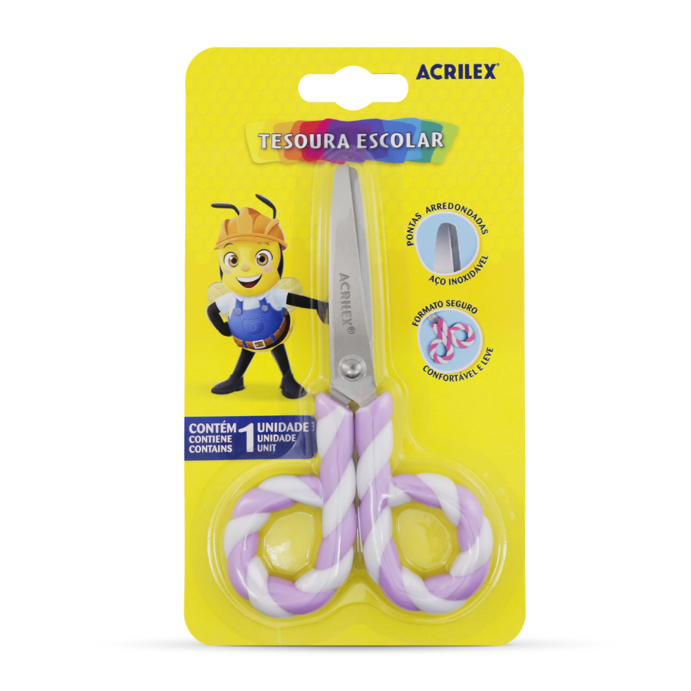 Tesoura Escolar Pirulito Acrilex 13,5cm Lilás - Palácio da Arte