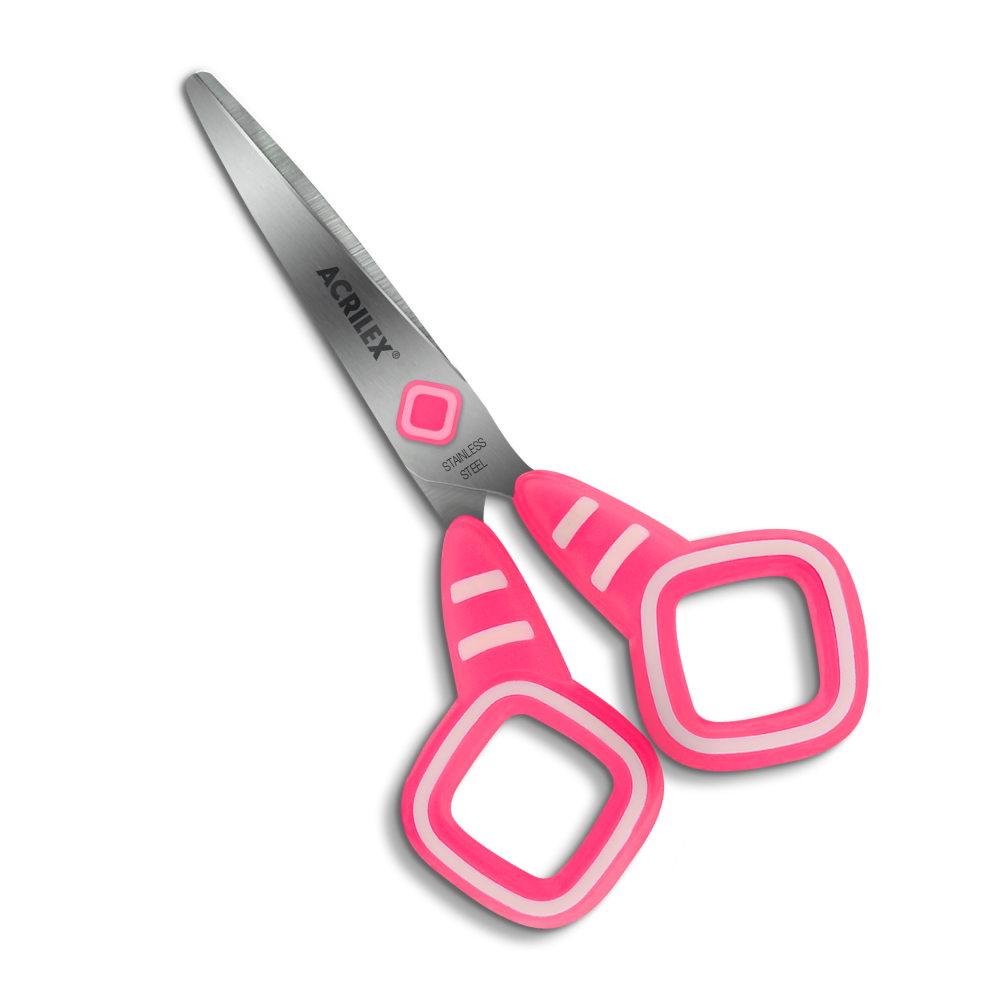 Tesoura Escolar Quadrado Acrilex 13,5cm Rosa - Palácio da Arte