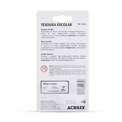 Tesoura Escolar Quadrado Acrilex 13,5cm Roxa - Palácio da Arte