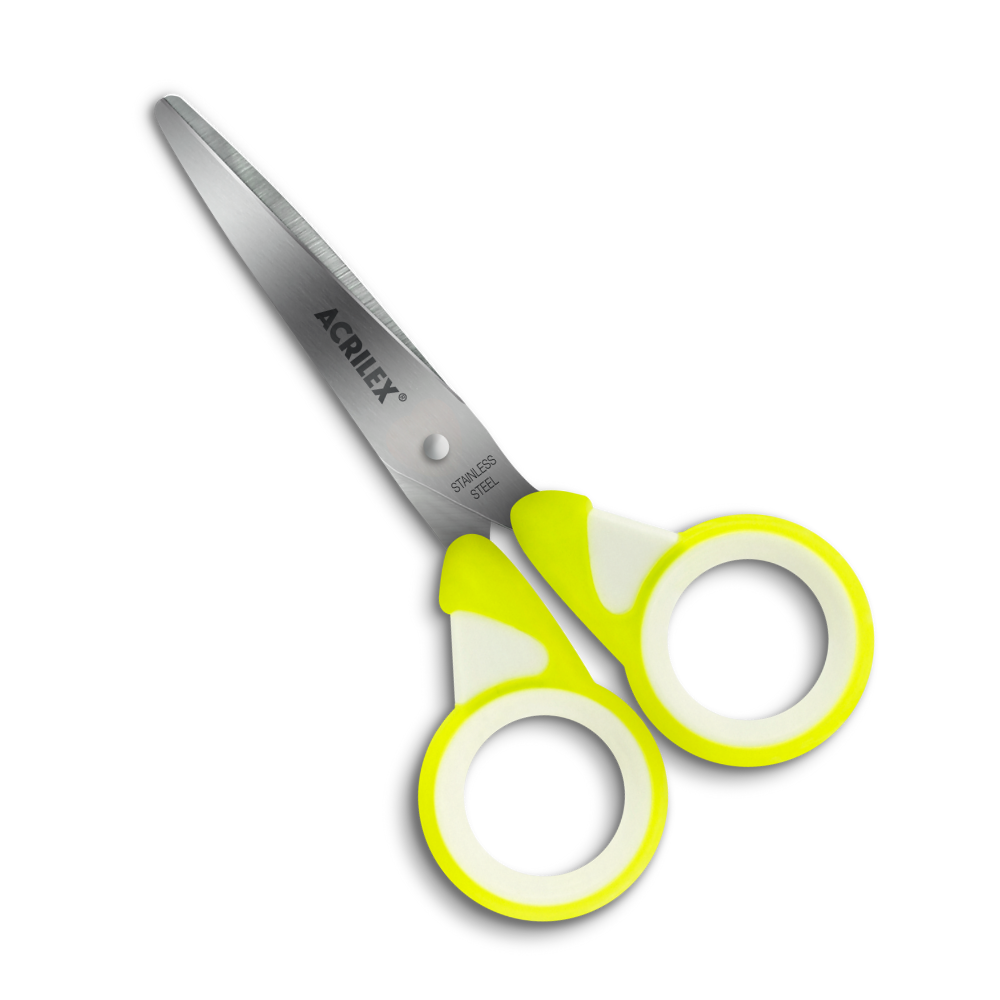 Tesoura Escolar Spinner Acrilex 13,5cm Amarelo - Palácio da Arte