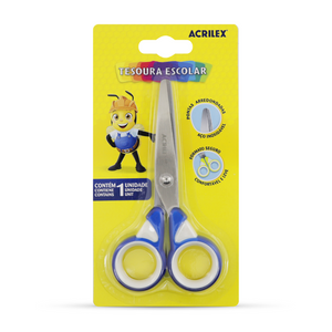 Tesoura Escolar Spinner Acrilex 13,5cm Azul - Palácio da Arte