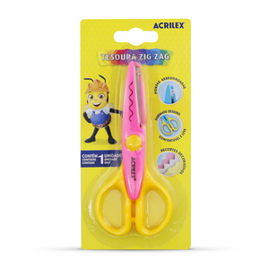Tesoura Escolar Zig Zag Acrilex 13,5cm Corte Arredondado - Palácio da Arte