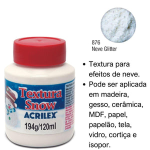 Textura Snow Acrilex Efeito de Neve 120ml 876 Neve Glitter - Palácio da Arte