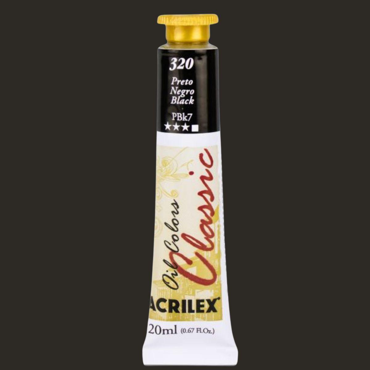 Tinta a Óleo Acrilex 20ml Oil Colors Classic - Palácio da Arte