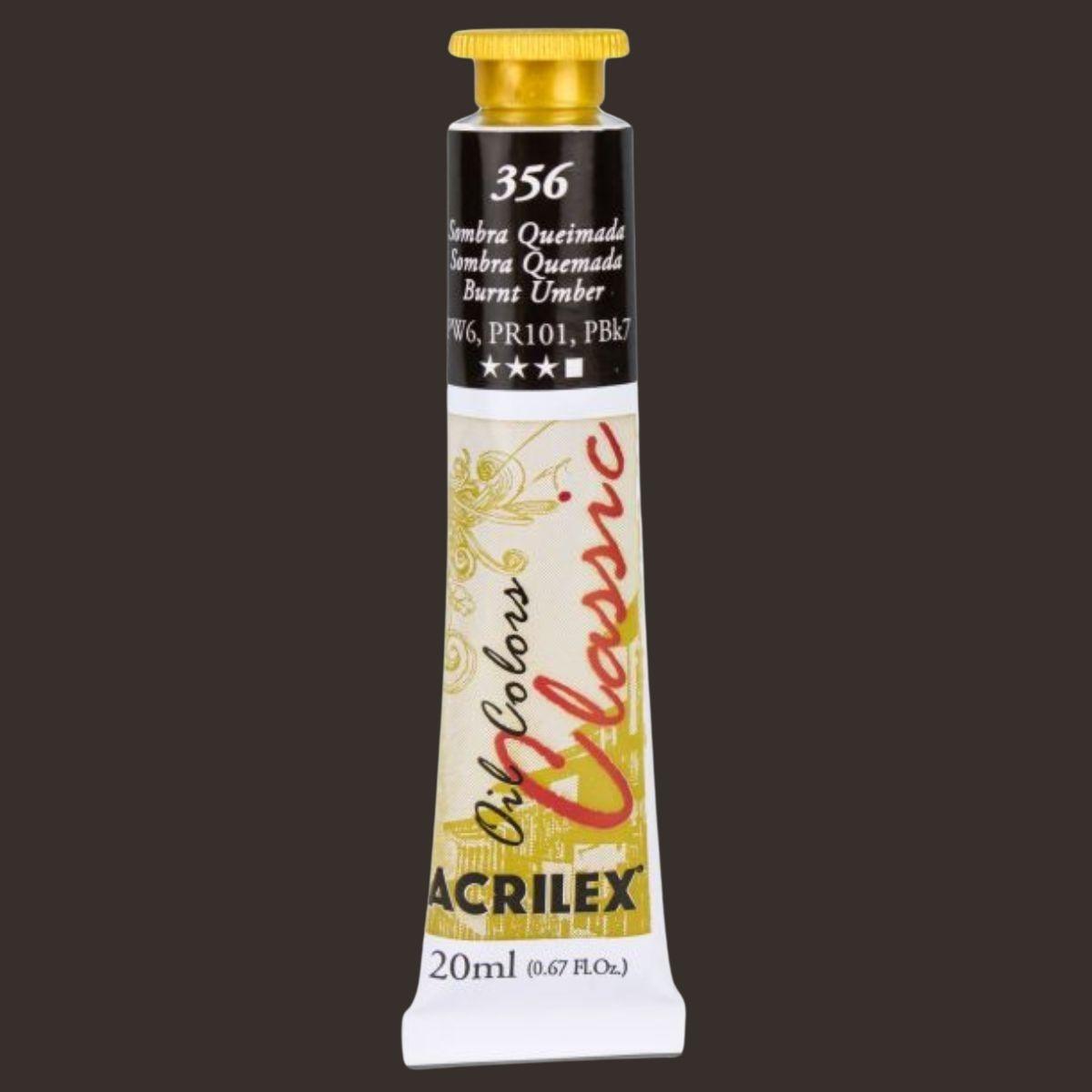 Tinta a Óleo Acrilex 20ml Oil Colors Classic - Palácio da Arte