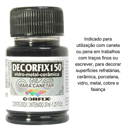 Tinta Decorfix 150 para Canetar Corfix Preto 37ml - Palácio da Arte