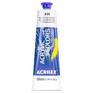 Tinta para Tela Acrylic Colors Acrilex 59ml - 319 Branco de Titânio - Palácio da Arte