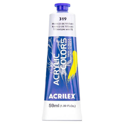 Tinta para Tela Acrylic Colors Acrilex 59ml - 319 Branco de Titânio - Palácio da Arte