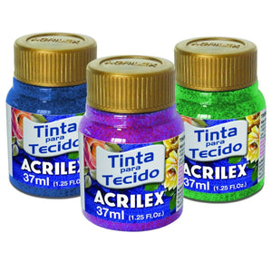 Tinta Tecido Acrilex 37ml Glitter - Palácio da Arte