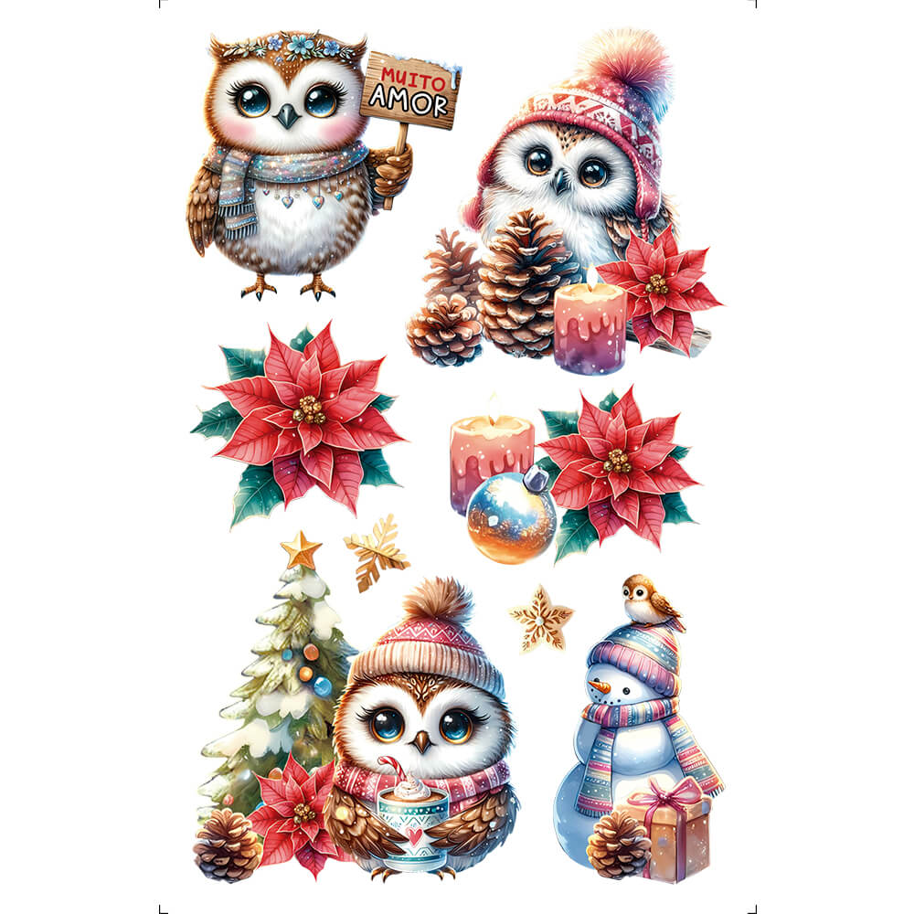 Transfer de Imagem 10x15 TISN-006 Corujas de Natal - Palácio da Arte