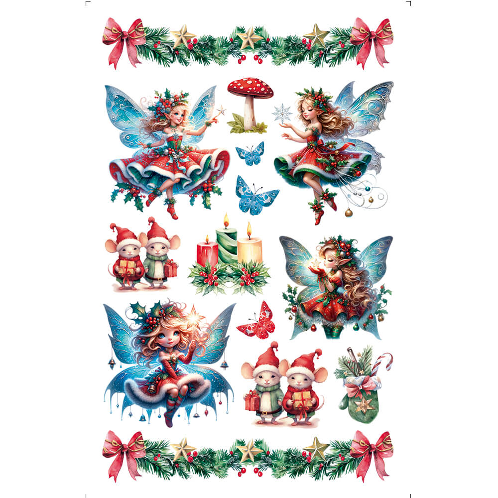 Transfer de Imagem 10x15 TISN-020 Natal Fadas Roupas Vermelhas - Palácio da Arte