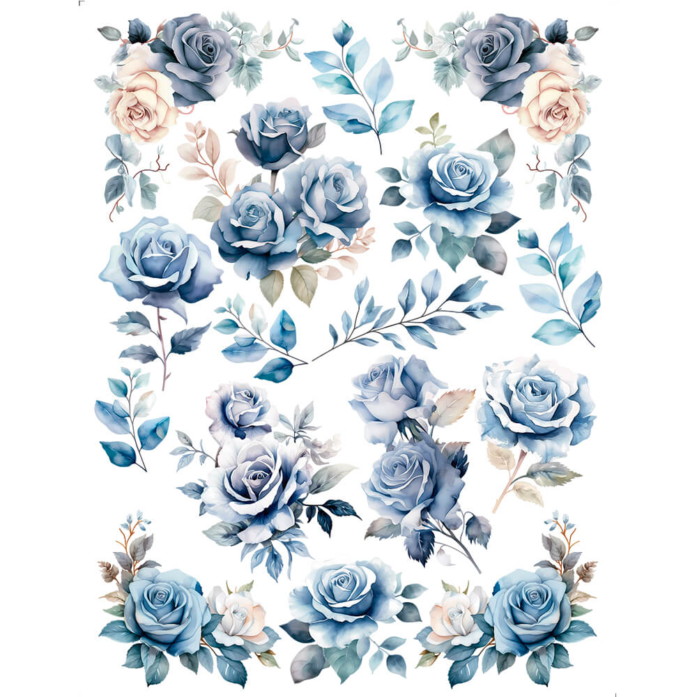 Transfer de Imagem Litoarte 15x19,5 TIM1-006 Rosas Azuis - Palácio da Arte
