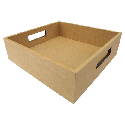 Bandeja em MDF Quadrada com Alça Reta Clean 30x30x6,5cm