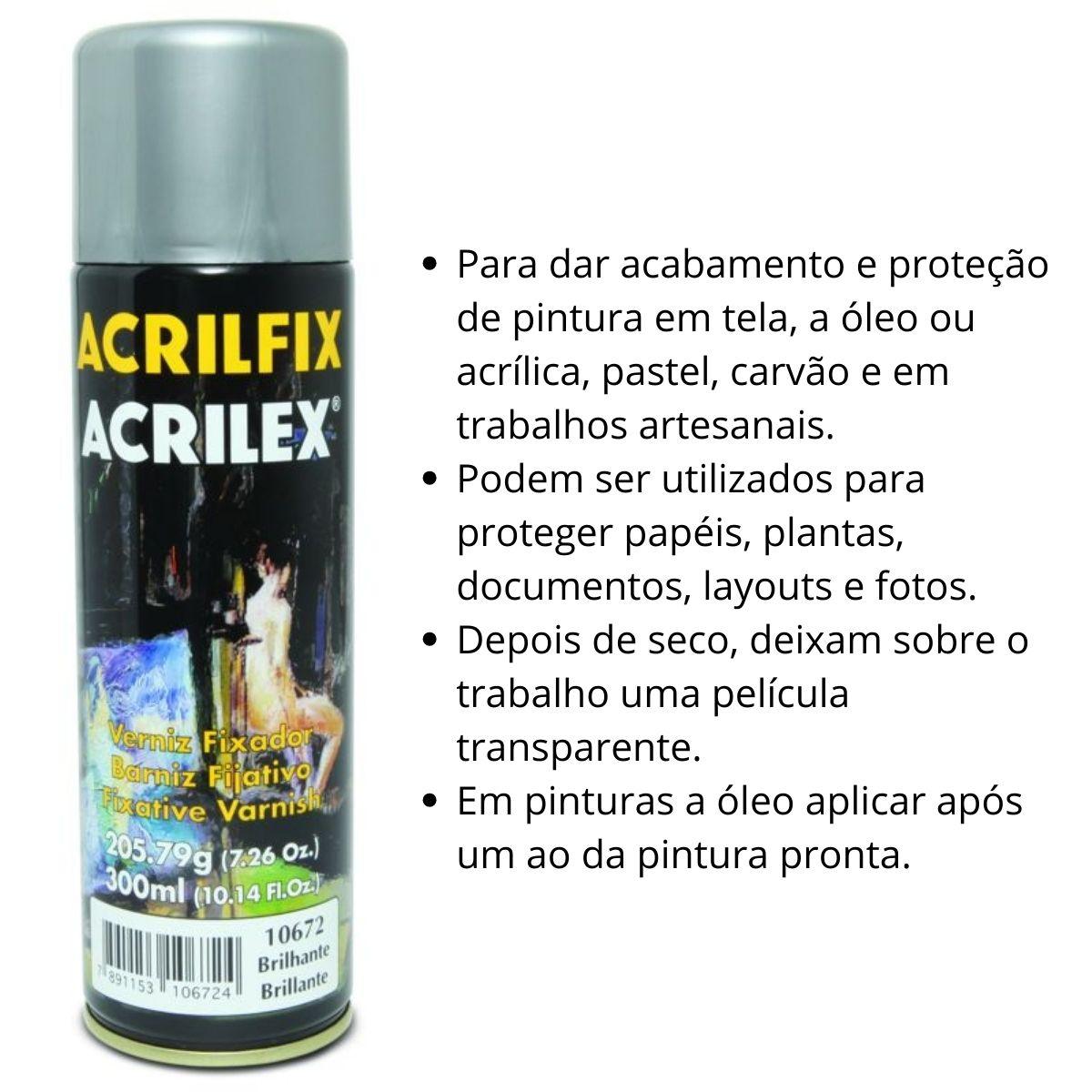 Verniz Acrilex Brilhante Acrilfix Spray 300ml - Palácio da Arte