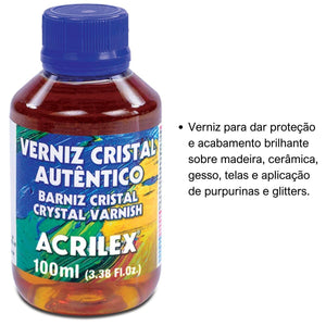 Verniz Acrilex Cristal Autêntico Proteção e Brilho 100ml - Palácio da Arte