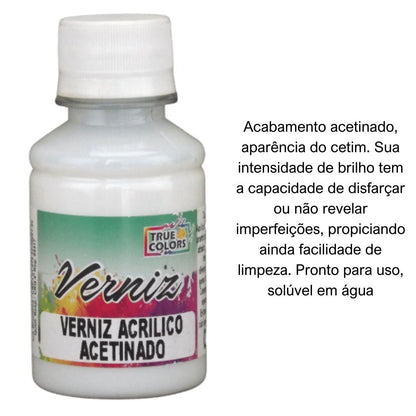 Verniz Acrílico Acetinado 100ml True Colors - Palácio da Arte
