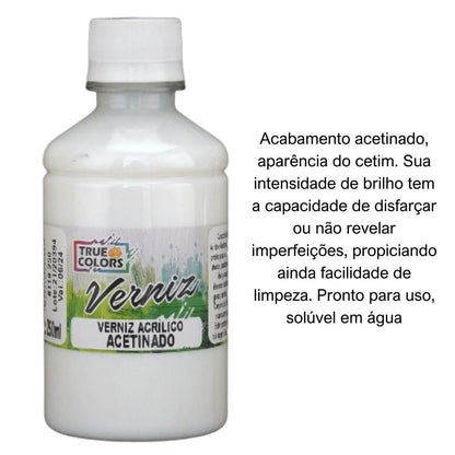 Verniz Acrílico Acetinado 250ml True Colors - Palácio da Arte