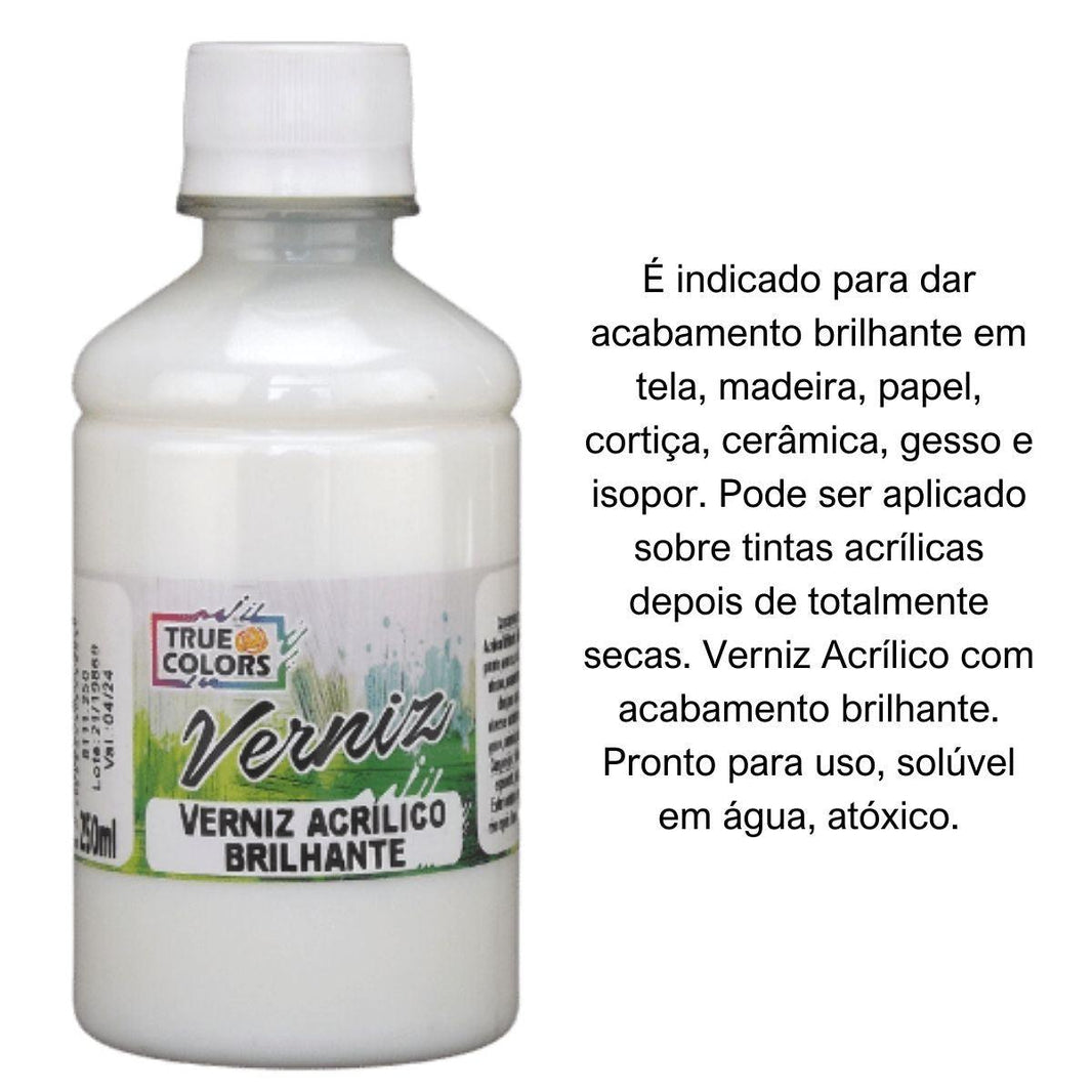 Verniz Acrílico Brilhante 250ml True Colors - Palácio da Arte
