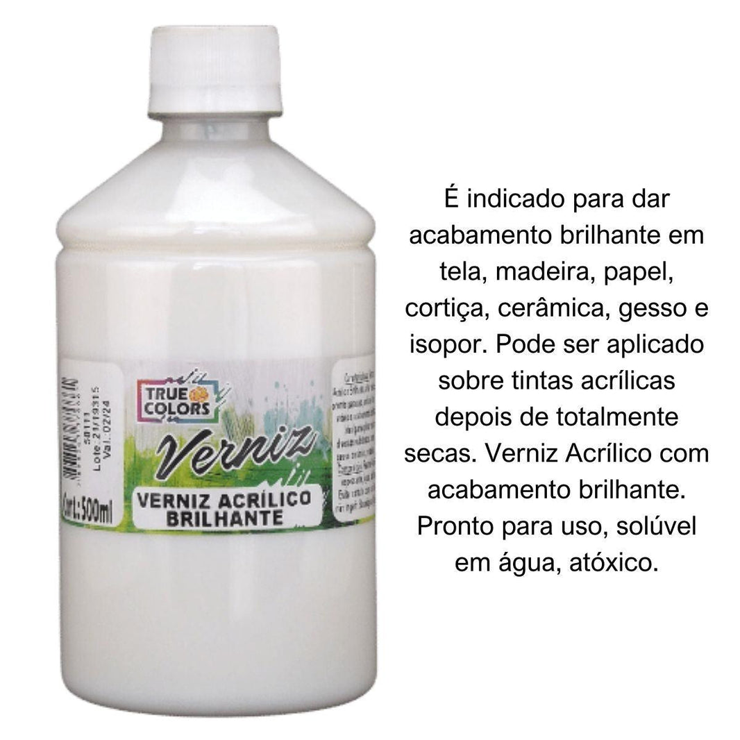 Verniz Acrílico Brilhante 500ml True Colors - Palácio da Arte