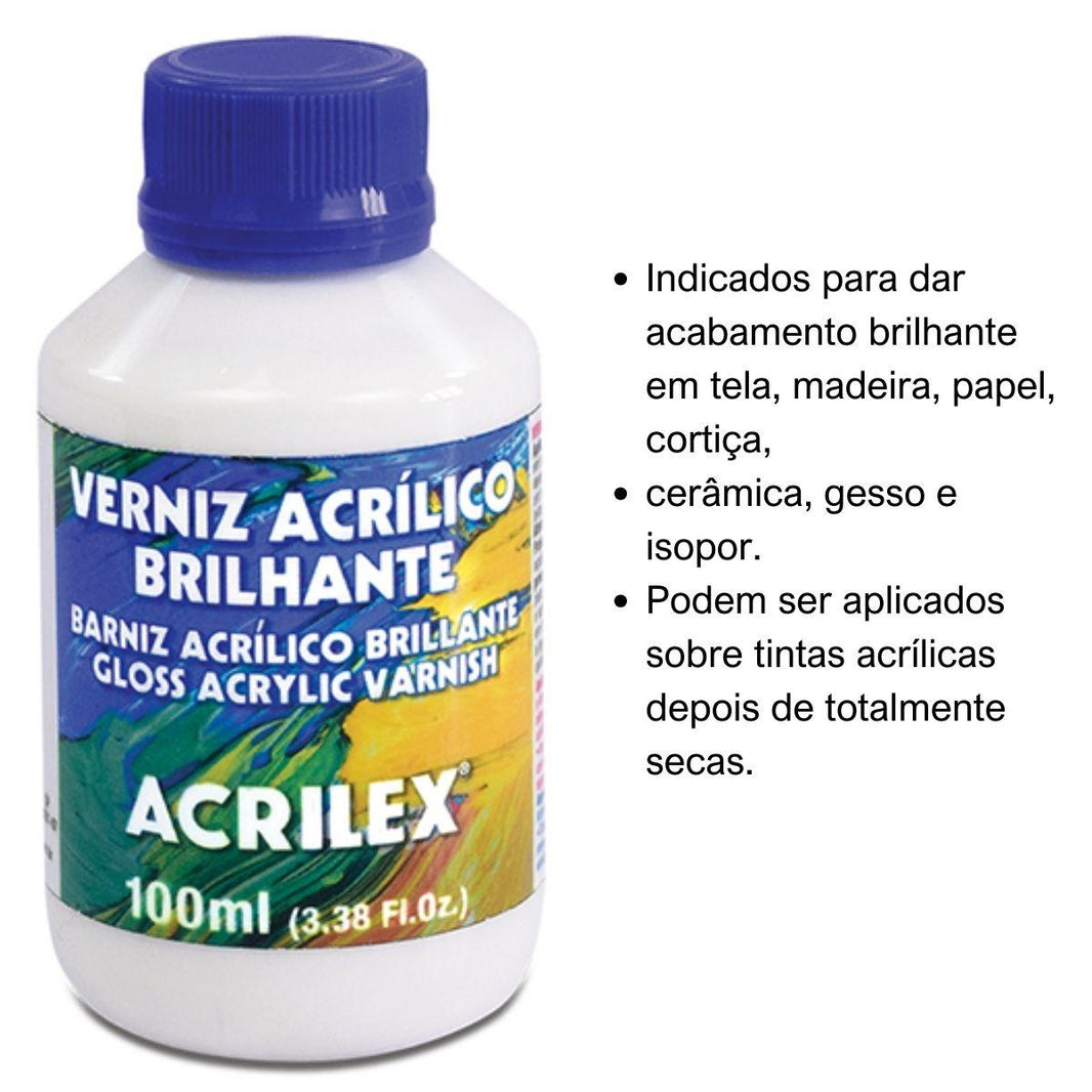Verniz Acrílico Brilhante Acrilex 100ml - Palácio da Arte
