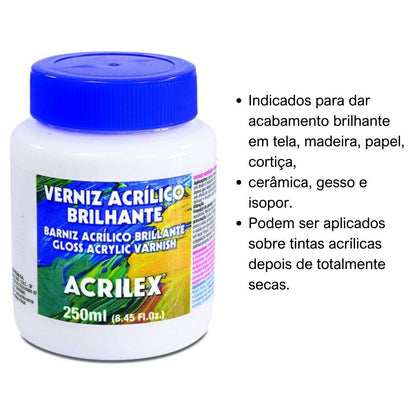 Verniz Acrílico Brilhante Acrilex 250ml - Palácio da Arte